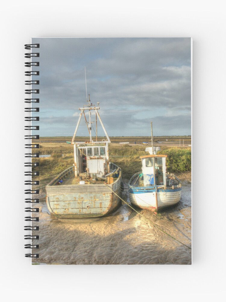Brancaster Fishing boats spiral notebook. Cover image by MyriadLifePhoto. Please visit the image link to buy via Redbubble.com